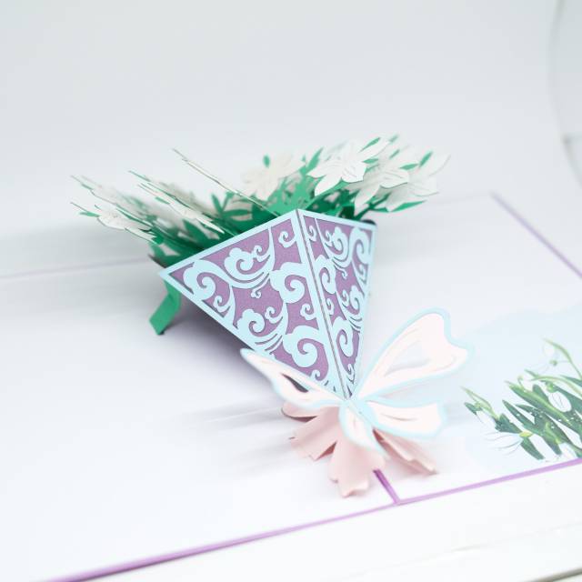 Pop Up Card Buket Bunga 3D- Flower Bouquet Kartu Ucapan Unik