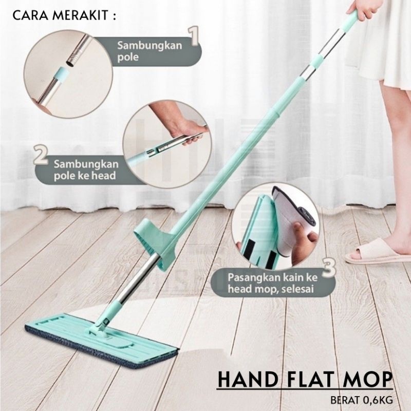 Alat Pel Lantai Ultra Mop Acline - Pel Lantai Tarik Biru Handsfree Flexible