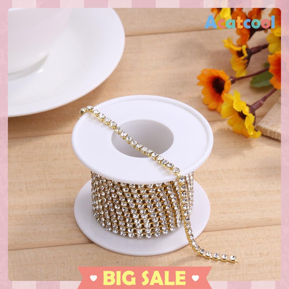 5yard/roll White AB Crystal Rhinestone Chain SS6-SS16 for DIY Jewelry Craft