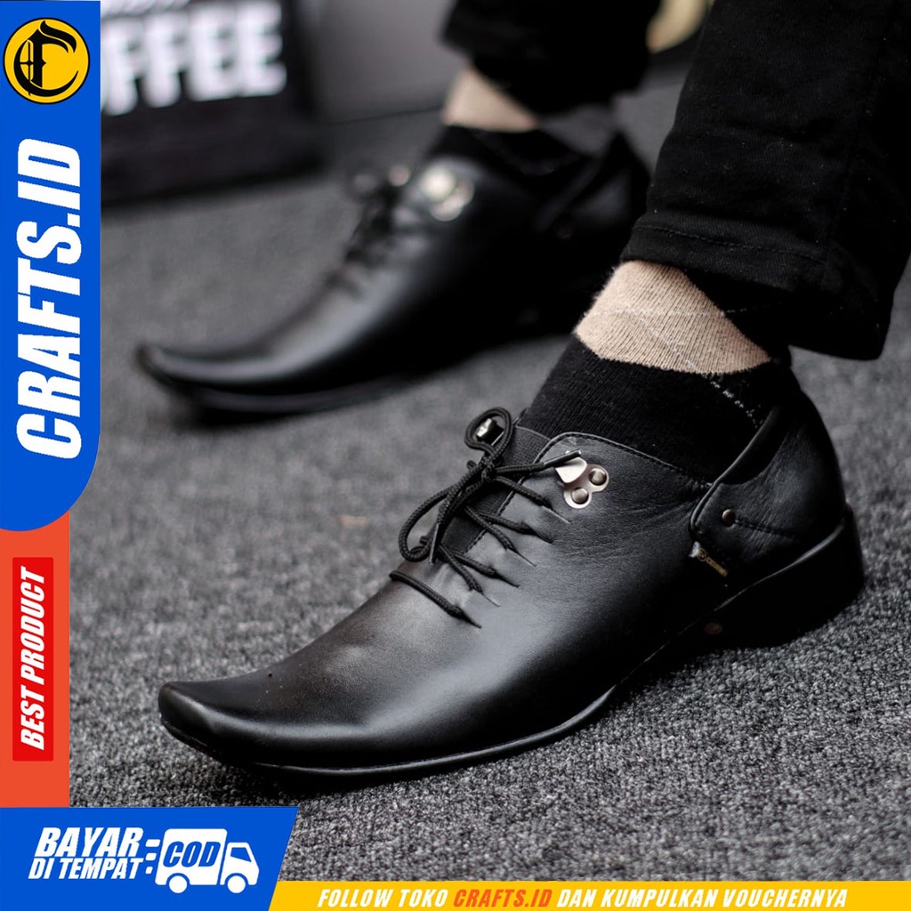 CRAFTS ropel - Sepatu Pantofel Formal Kulit Asli Kerja Pria