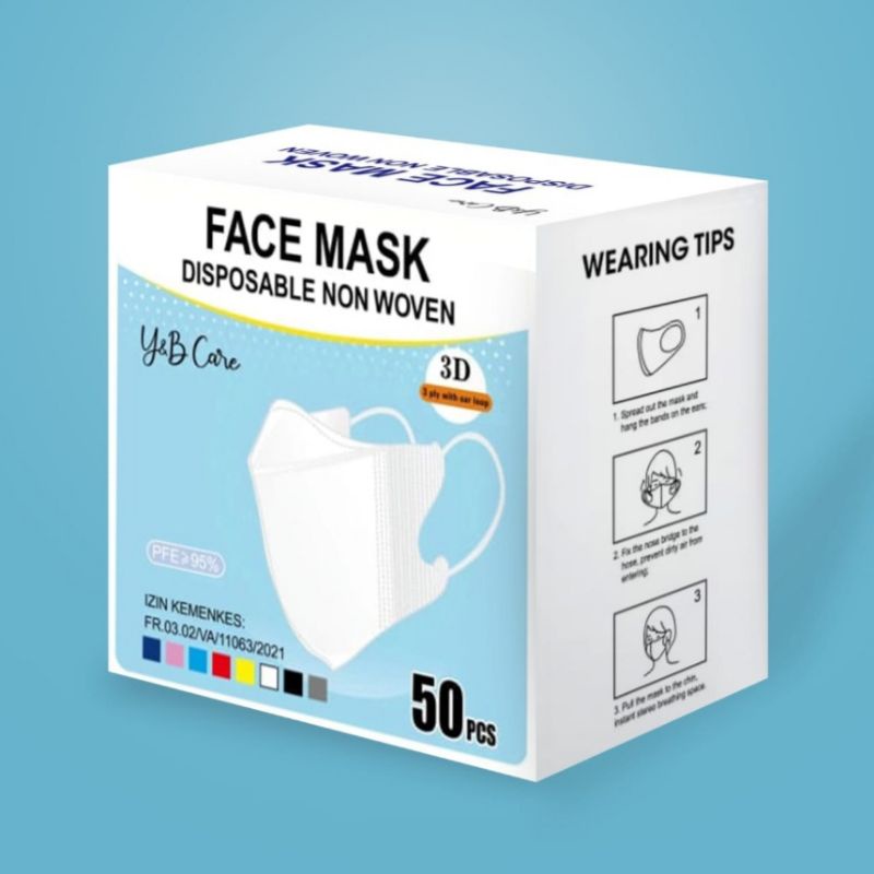 Masker Kf94 isi 50pcs 4ply High Quality Bahan Nyaman dan Lembut Semarang-DUCKBILL PUTIH 50PCS