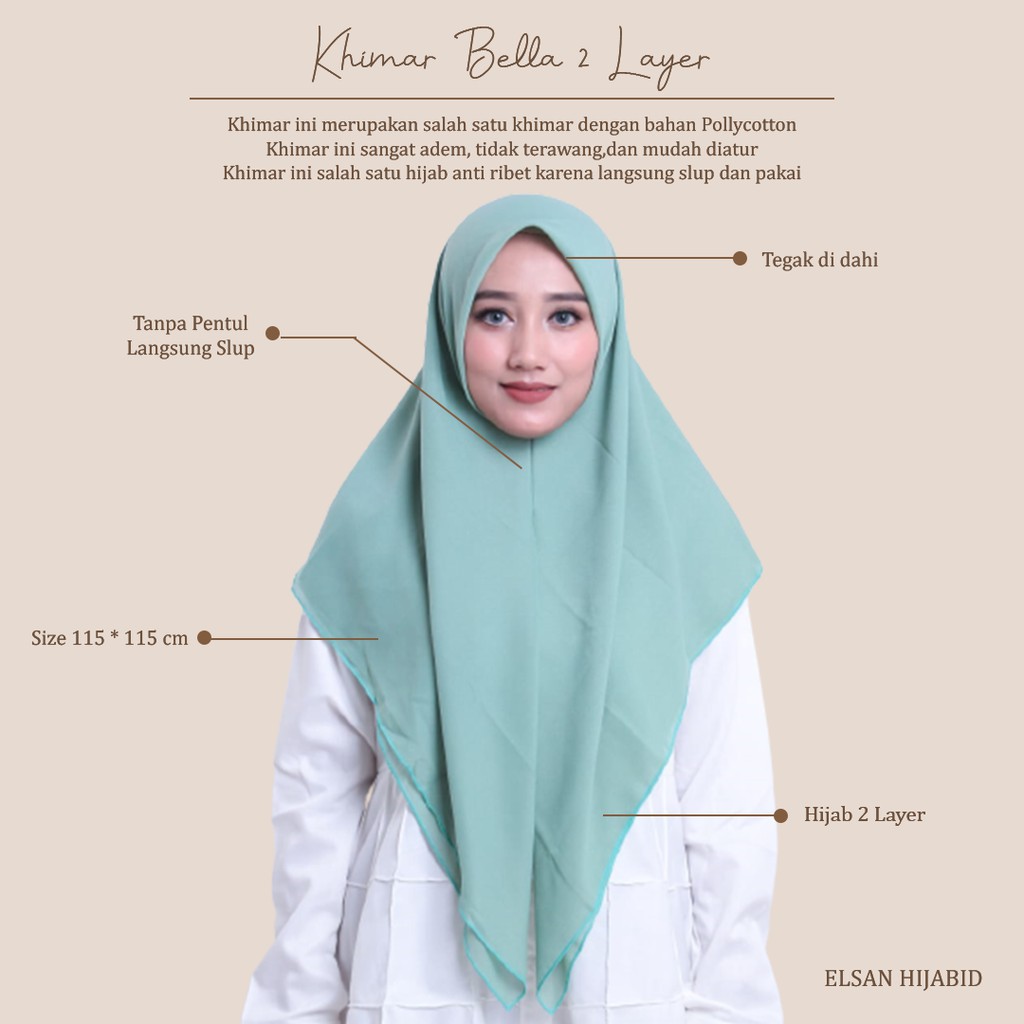 Jilbab Bella square instant 2 layer