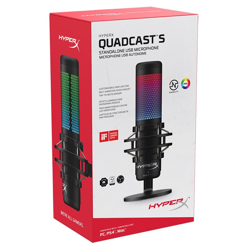 MIC HyperX QuadCast S - USB Condenser Microphone RGB For Stream