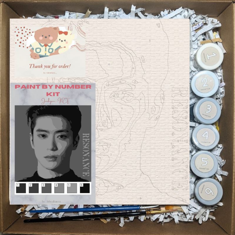 

Paint By Number [Jaehyun - NCT] | Painting by numbers Jaehyun NCT (b&w)| Kit lukis + freebies