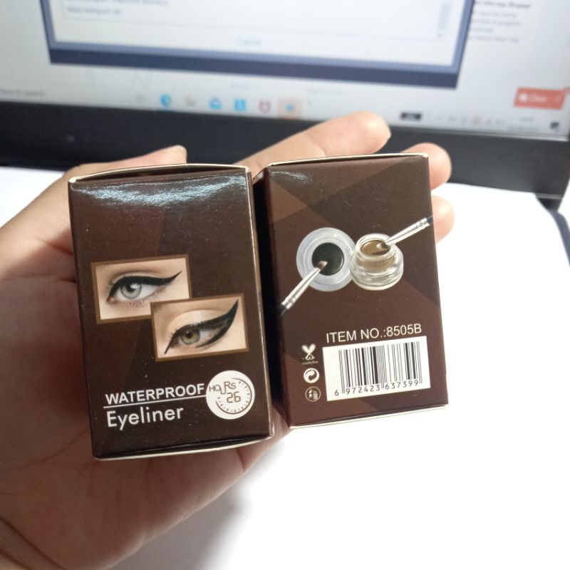 BEST SELLER EYEBROW | GEL EYELINER WATERPROOF 1SET WARNA BROWN + BLACK NO.8505B