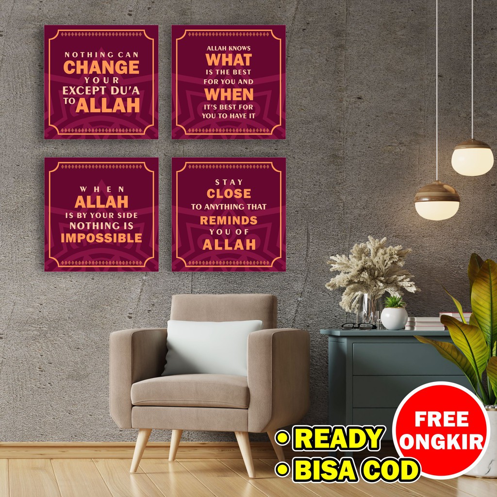 Hiasan Dinding Islami Wall Decor Rumah Pajangan Poster Kayu Motivasi Islam Kata Indah Semangat Kayu