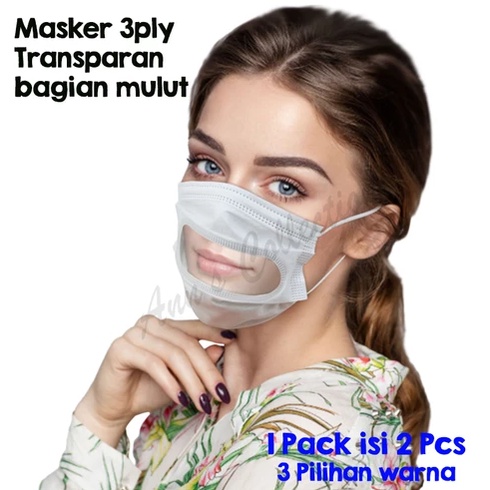 Masker transparan bagian bibir, Masker wajah 3 Ply  anti PM 2.5