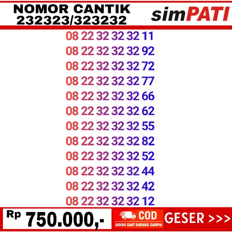 nomor cantik telkomsel simpati 2 323232 atau 232323 2