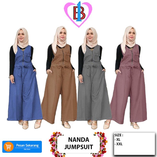 NANDA JUMPSUIT Jumbo Zipper Depan B1-Love 7452-7760 XL,XXL