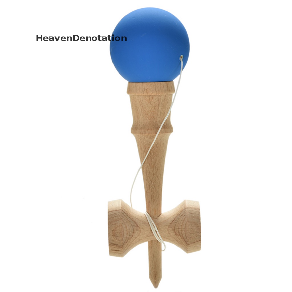 (Heavendenotation) 1pc Kendama Mainan Tradisional Jepang Bola Karet Bahan Kayu