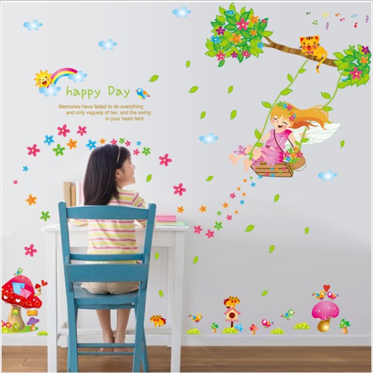 RELIZA WALL STICKER / STIKER DINDING ANAK GADIS AYUNAN BUNGA FLOWERS JAMUR AY7270