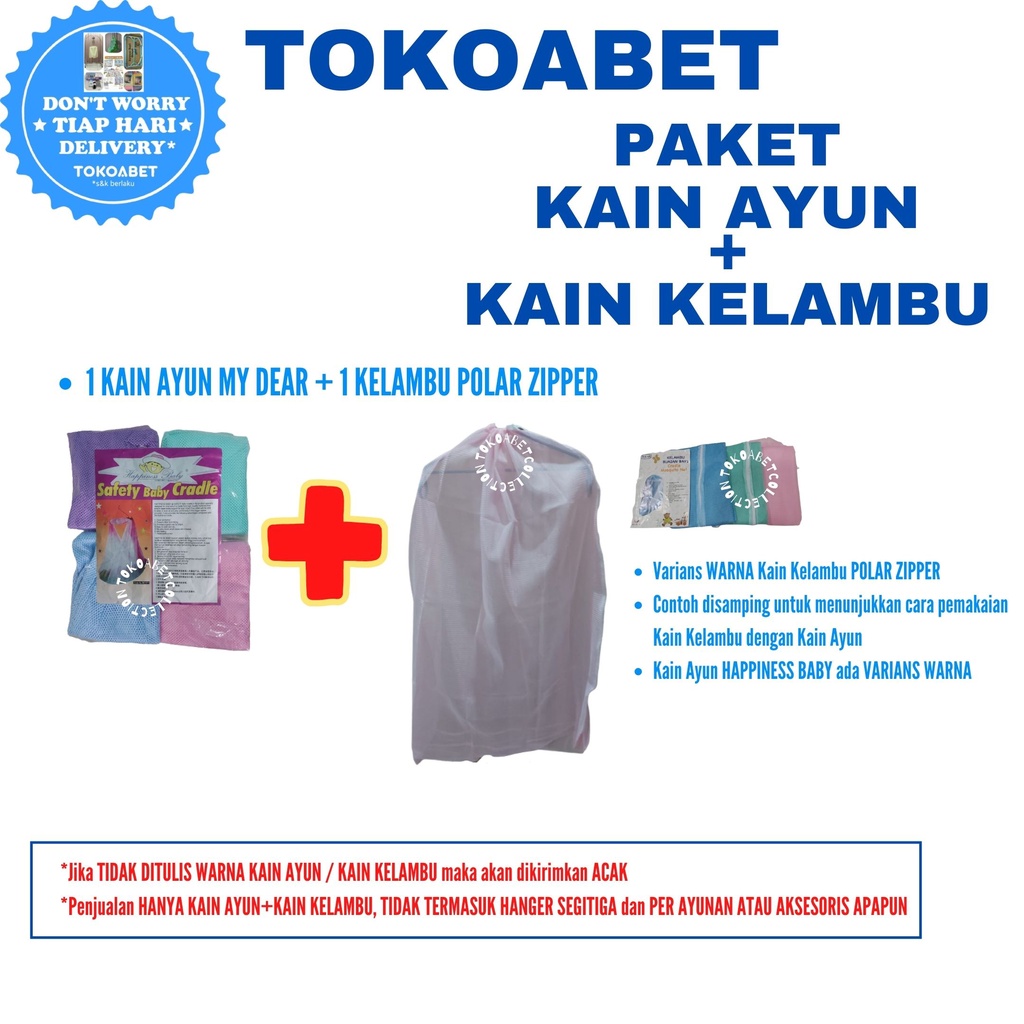 PAKET HAPPINESS (Kain Ayun BASIC+Kelambu) Ayunan Bayi Manual &amp; Ayunan Elektrik Otomatis TOKOABET