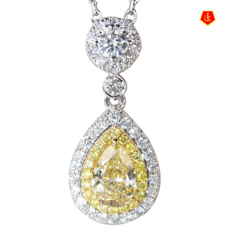 [Ready Stock]Luxury Group Zircon-Inlaid Pendant Citrine Pink Diamond Necklace for Women