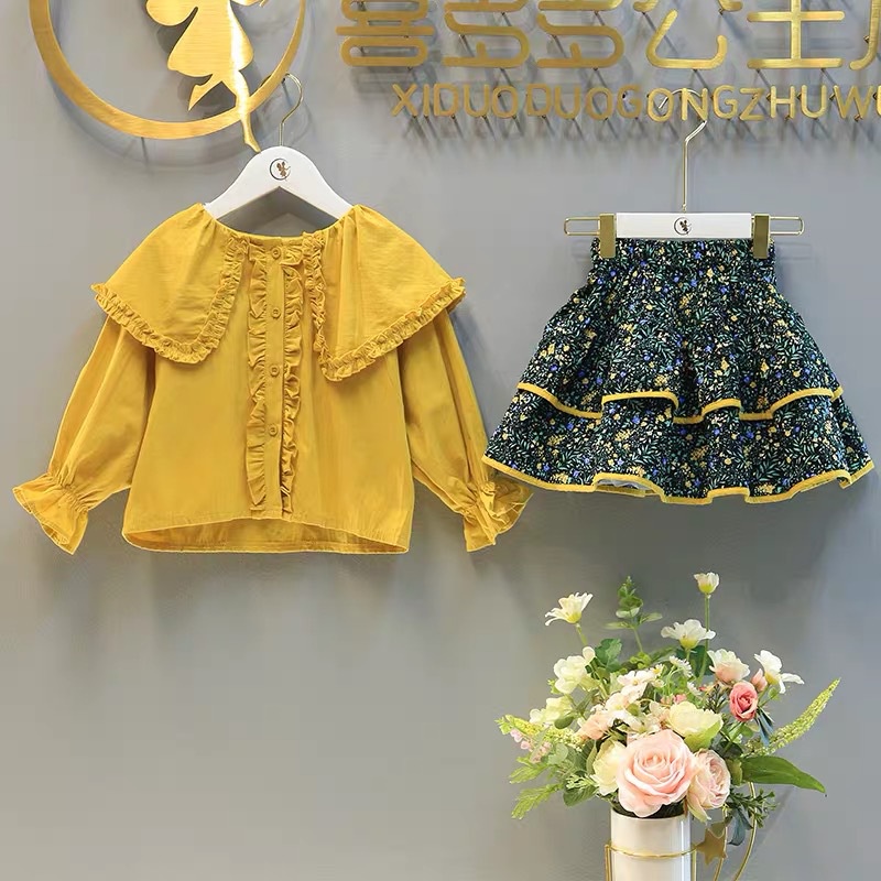 Setelan Rok Model Korea Anak Cewek Usia 1 2 3 4 5 6 Tahun Baju anak Cewek Model Terbaru Bahan Berkua