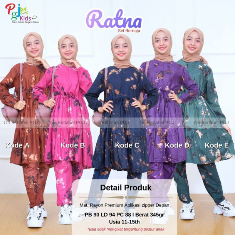ONE SET ANAK PEREMPUAN - RATNA BY PGJ - SETELAN BAJU ANAK CEWEK TUNIK CELANA BAHAN RAYON PREMIUM