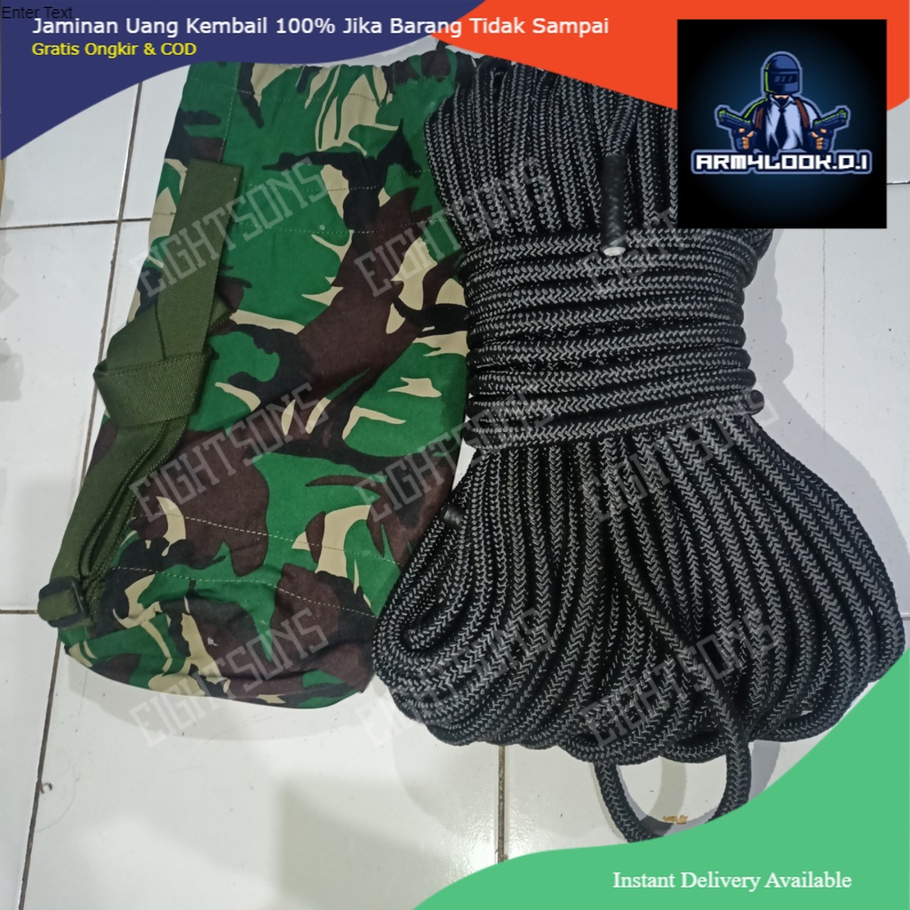 PROMO Tali Karmantel Carmantle Statis Jatah TNI Secure 12mm x 50 Meter Panjat Climbing Caving Safety