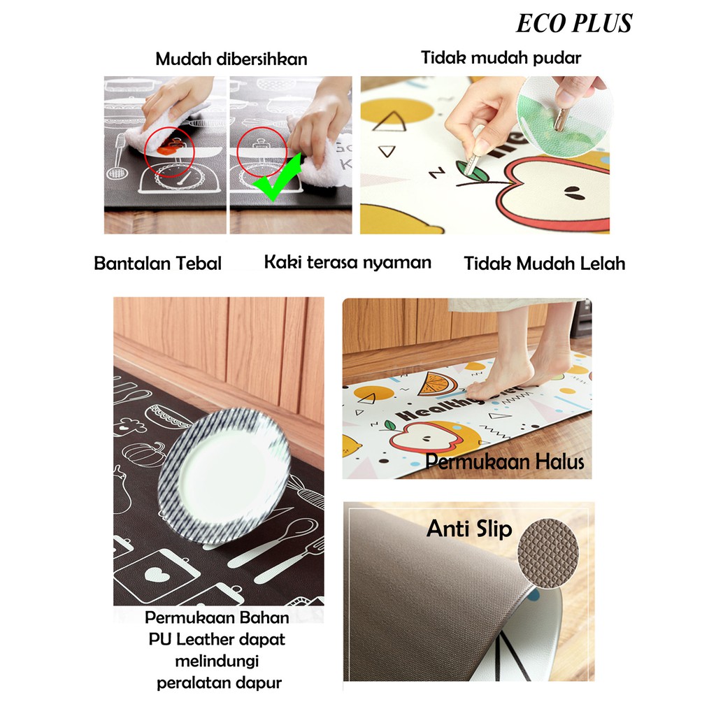 Kitchen floor Mat PVC Leather Keset Busa Dapur