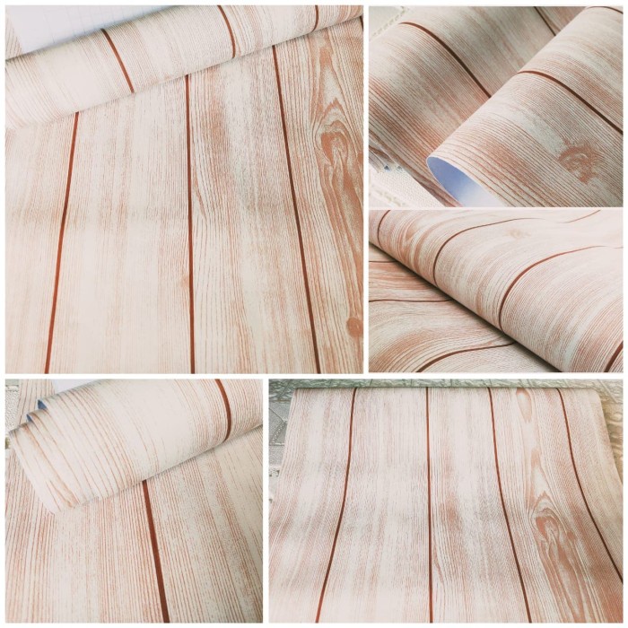 Wallpaper Dinding Motif Kayu Serat Muda Ukuran Panjang 10Meter x Lebar 45CM