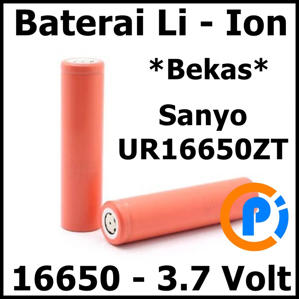 Sanyo Baterai Li Ion 16650 3.7 Volt 2100mAh Bekas Baterai Laptop Type UR16650ZT