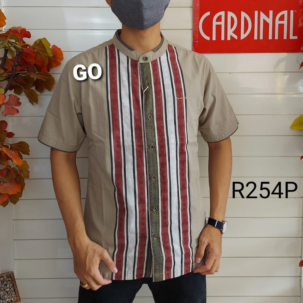 gof L CARDINAL KEMEJA KOKO Taqwa Pakaian Pria Original Baju Muslim Salur Lengan Pendek Kekinian