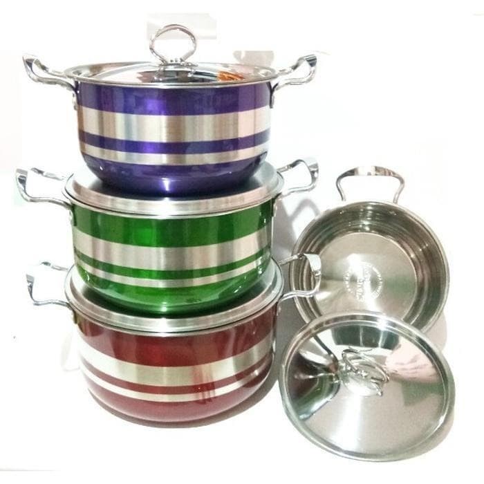 Panci Weston Panci Set Stainless Steel Stock Pot Colorful Warna Warni