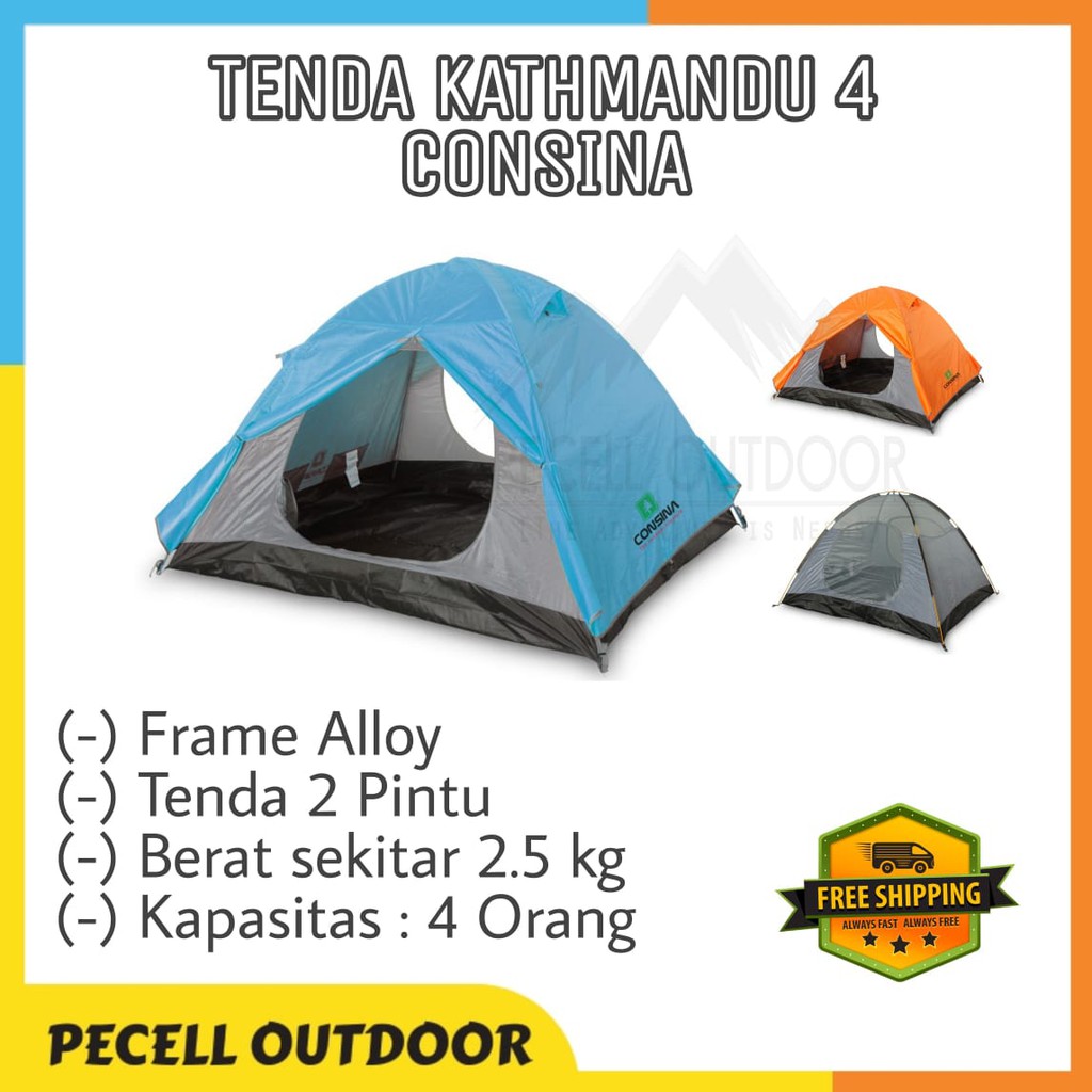 Tenda Camping Dome Outdoor Hiking Gunung Kathmandu 4 Consina Kapasitas 4 Ultralight Waterproof
