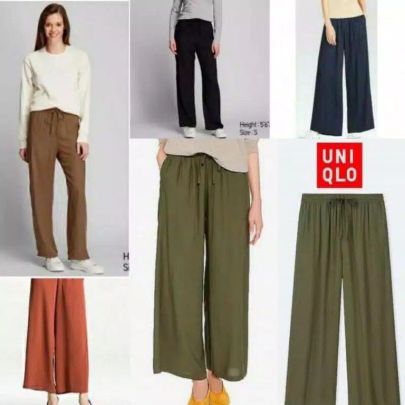 Celana Kulot Wanita Uniqlo Panjang Celana Kulot Wanita Santai 7/8 Original