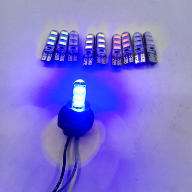 Lampu senja T10 biru  non kedip