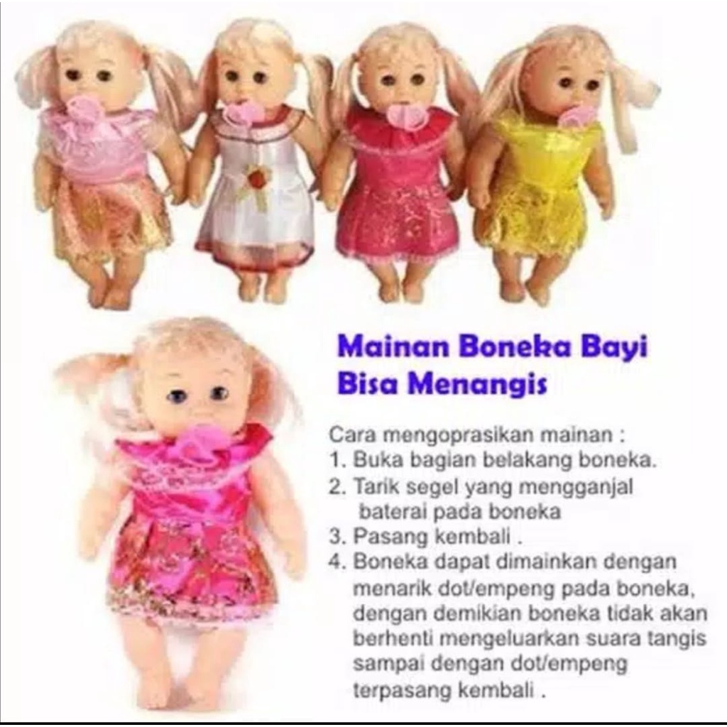 Mainan Boneka Bayi Bersuara, Bisa Nangis, Mama Papa dan Tertawa / Boneka Dot