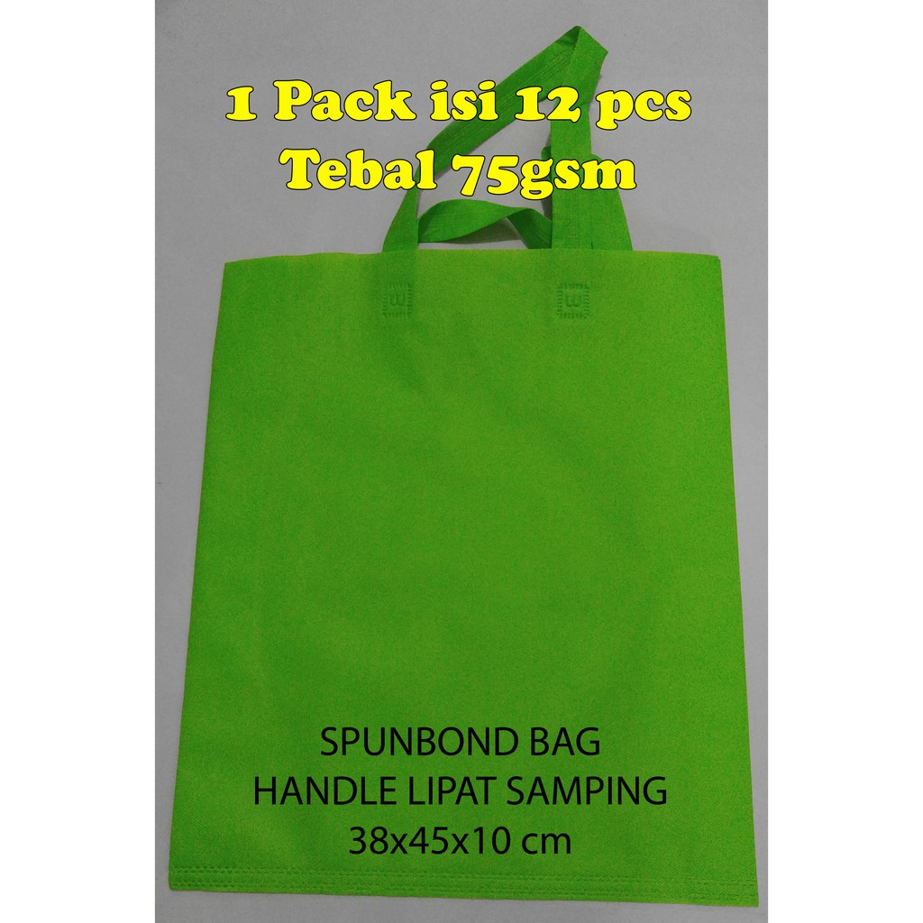 

[LUSIN] Tas Kain Press Spunbond 75 gsm Gasset Handle Polos Uk 38 x 45 x 10 cm