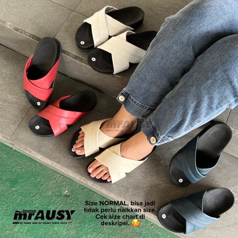 Sandal Selop Wanita Birken Casual mrAUSY Silang Spon