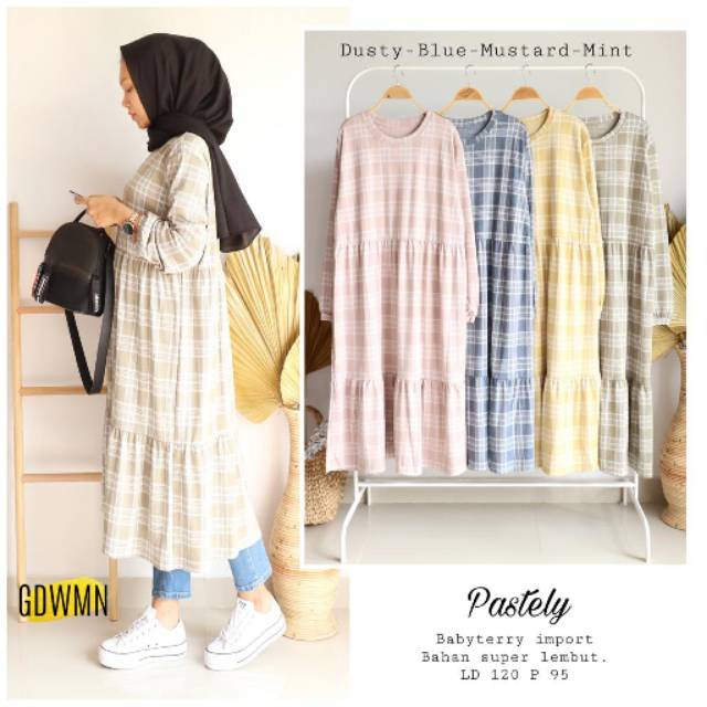 ATASAN WANITA LONG TUNIK BAHAN BABYTERRY BERMOTIF | LD 120 CM, PB 95 CM | LIMITED
