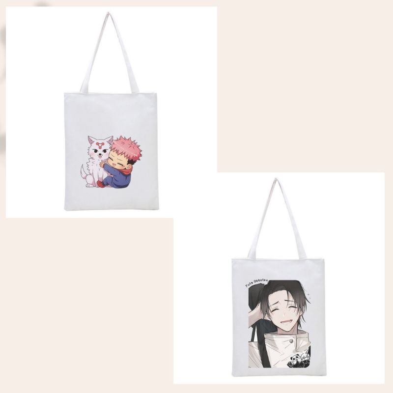 BISA CUSTOM TOTEBAG RESLETING JUJUTSU KAISEN ANIME Tas manga tote bag gojo yuji megumi mahito