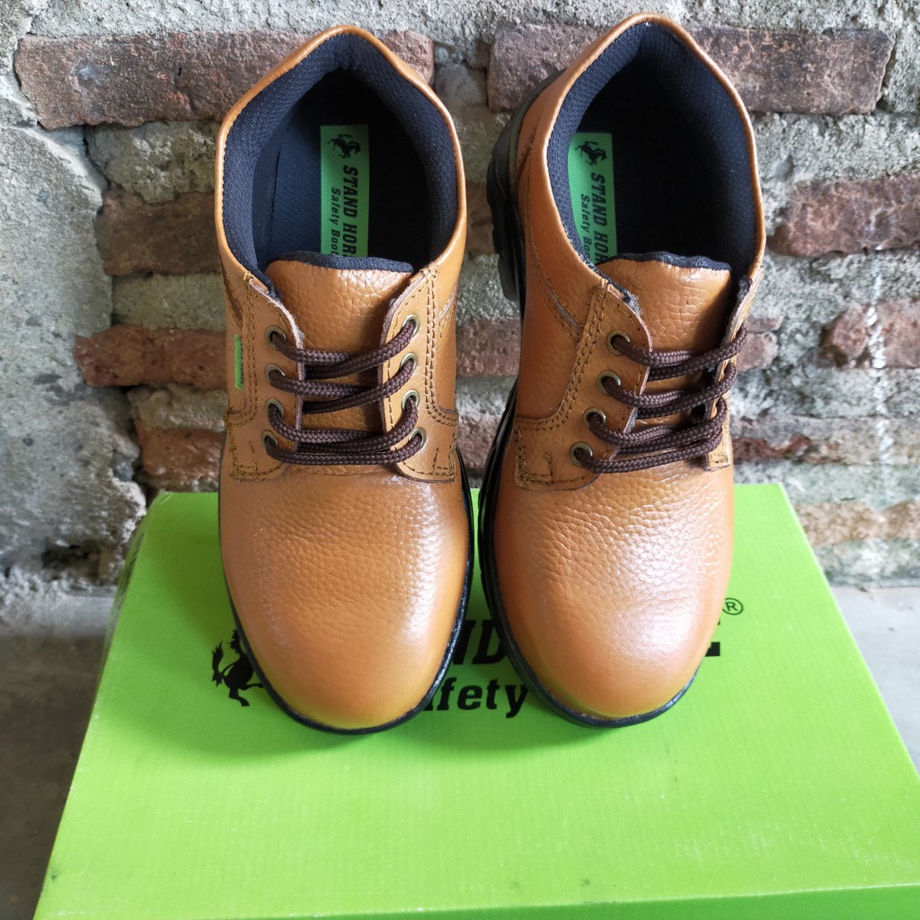 Sepatu Safety Pria Model Tali Bahan Kulit Sapi Asli Sefti Kerja Sepatu Cowok Ujung Besi Septi Pendek