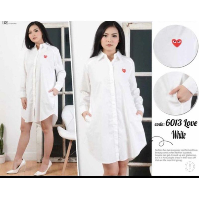 Tunik Katun Putih Bordir Love