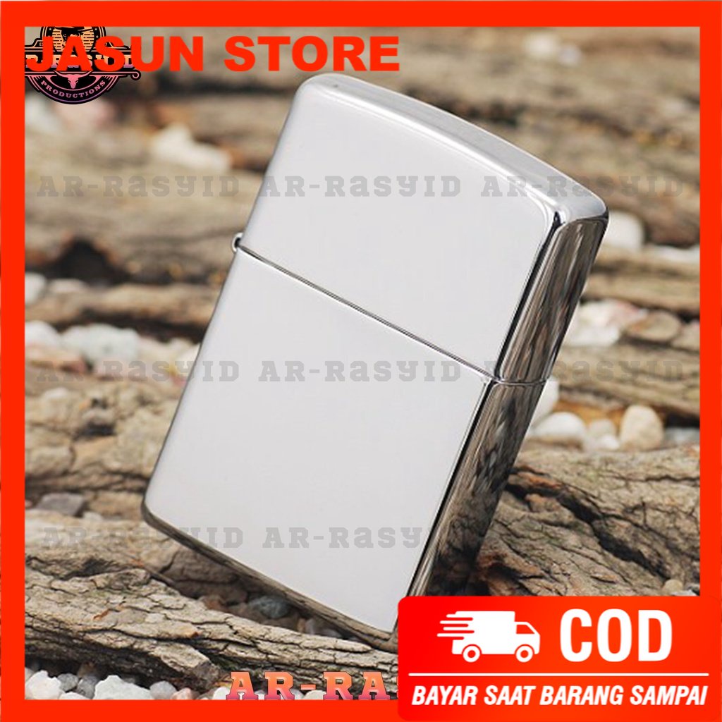 BISA COD! Korek Api Minyak Zippo Silver Chrome Polos Mirror Light 250