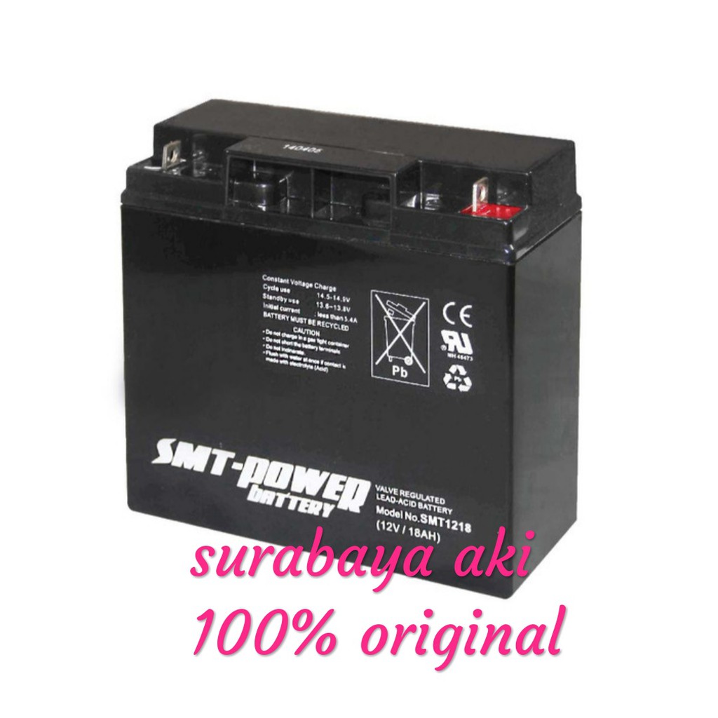 Battery VRLA Baterai Ups aki GENSET 12v 18ah 12volt 18amper ORIGINAL SMT POWER 18AH SMT 18AH