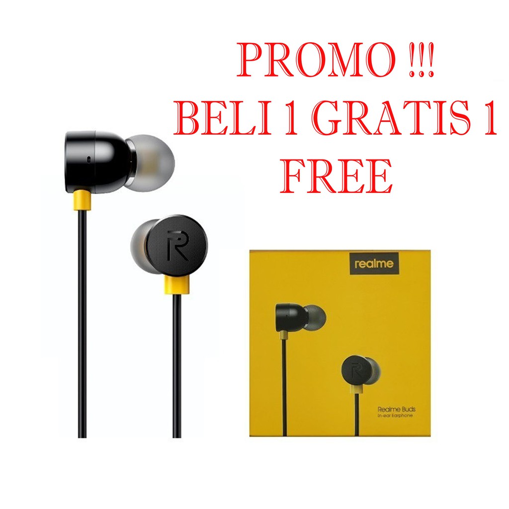 PROMO BUY 1 GET 1 FREE HANDSFREE REALME BUDS RMA 101 EARPHONE IN EAR SUPER BASS