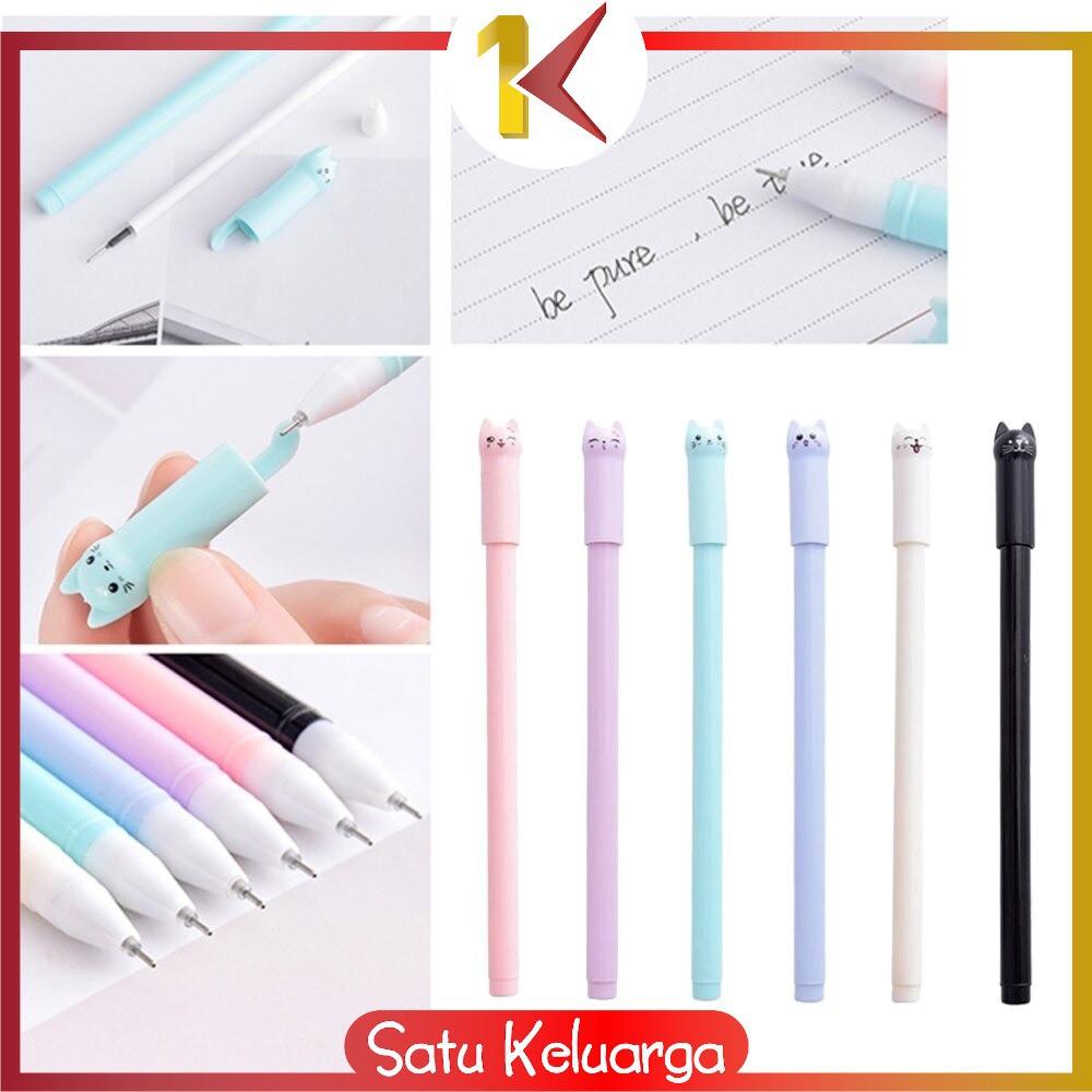 

SK-A14 Pulpen Gel Karakter Kartun Kucing Pena Unik Bolpen Motif Kucing Stationary Alat Tulis Murah
