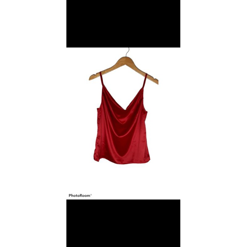 [READY bisa COD] KOREAN TOP SATIN/TANK TOP SATIN/ATASAN WANITA/ATASAN CANTIK/ATASAN CASUAL (XS-XL)-Merah