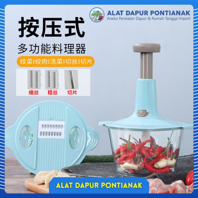 Blender Tekan Parutan Pemotong Pengupas Buah Dan Sayur 3in1 / 6in1 Food Chopper Manual Blender