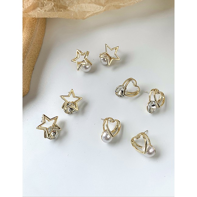 LRC Anting Tusuk Fashion Gold 925 Silver Needle Hollow Solid Geometric Earrings D89982