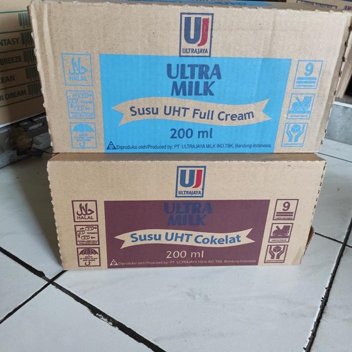 

BISA BAYAR DITEMPAT Susu Uht Ultra Milk Cokelat / Full Cream 200ml Isi 24 pcs - Coklat