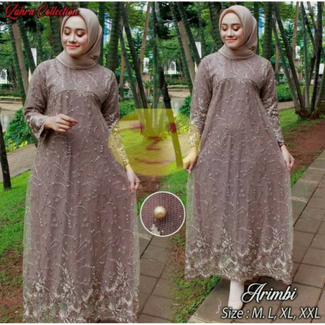 GAMIS BRUKAT AURA GOWN #2 ARIMBI LAUDYA / FULL BRUKAT / DRESS KONDANGAN / MODEL BRUKAT FULL MEMUTAR