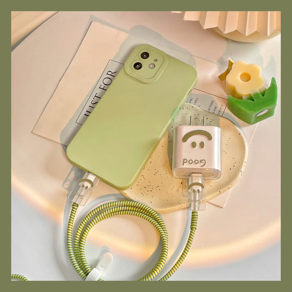 IPHONE Set Pelindung Kabel Charger Ponsel TPU Untuk Iphone14 11 12 13 Kabel Data Pelindung Kabel USB Winder Untuk Apple 18W 20W Charger Cover