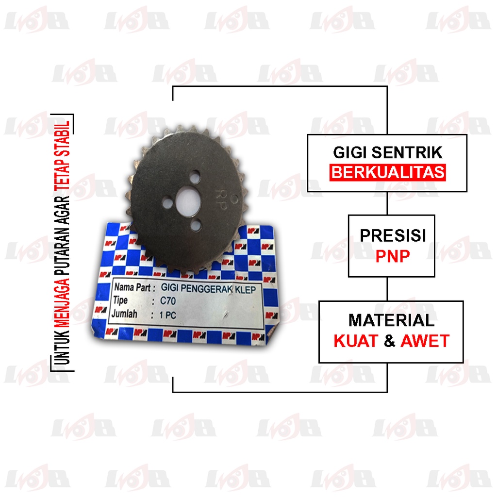 Gear Gigi Sentrik Penggerak Klep C70 Gir Besar Rantai Keteng MPM Sprocket Cam Motor Bebek