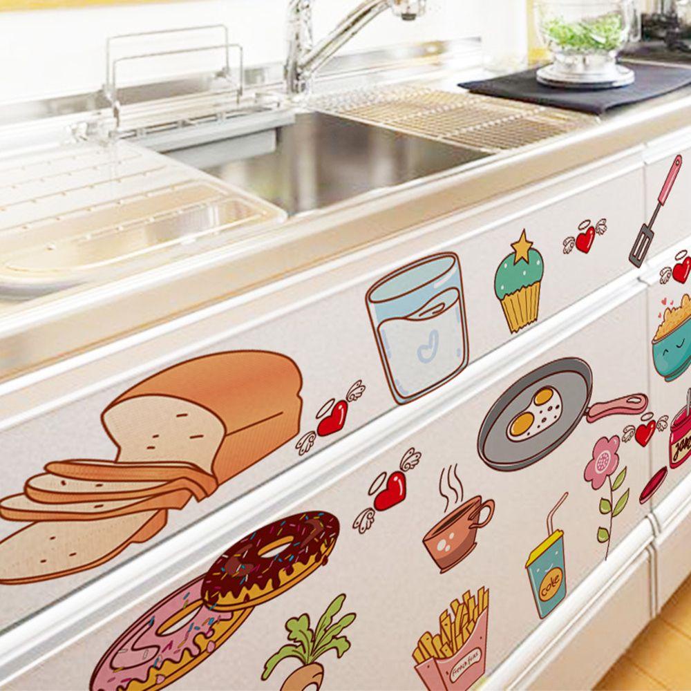 Suyo Kartun Stiker Makanan Removable Viny Kamar Anak Lemari Pintu Kulkas Memasak Mural