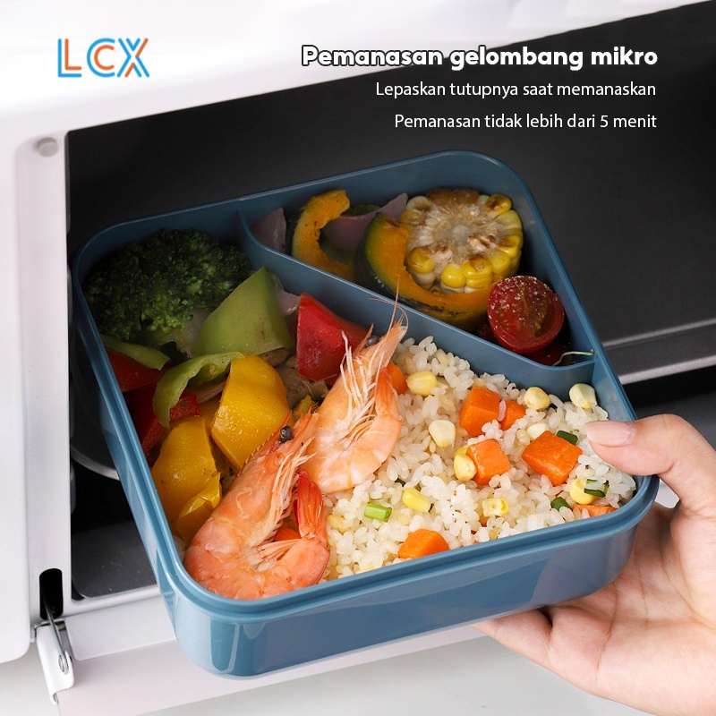 LCX Jerami Kotak Bekal Single-Layer Lunch Box kotak Makan Kapasitas Tempat Bkal