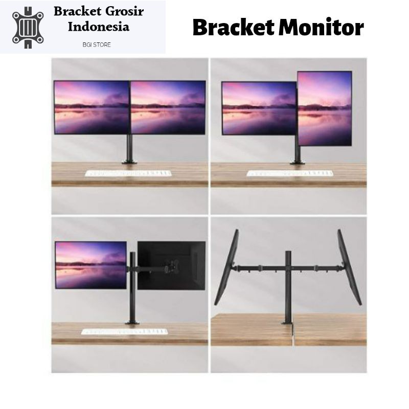 Bracket monitor 20 s/d 27 inch  2 Layar kanan kiri adjustable