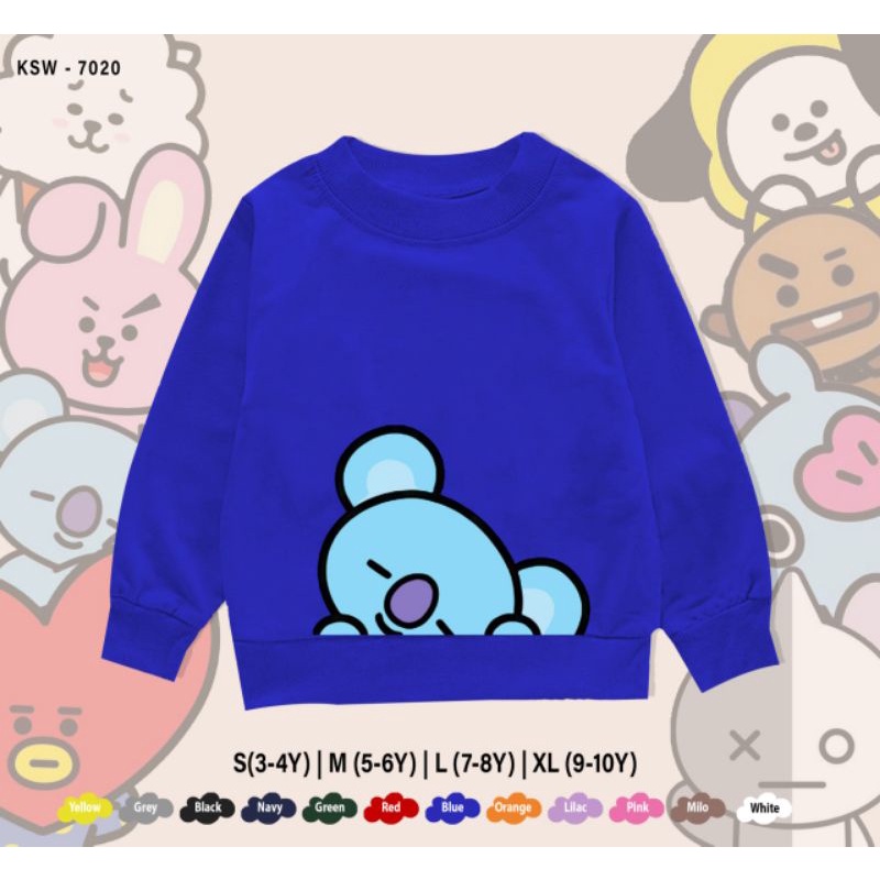 SWEATER ANAK BT21 TATA/RJ/MANG/KOYA/COOKY/SHOOKY/CHIMMY/VAN